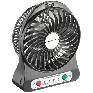 Pearl 2in1-/Akku-Tisch-Ventilator mit LED-Leuchte, 1.300 mAh