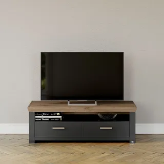 Set One by Musterring York Lowboard 140 x 47 cm Grau/Eiche MDF