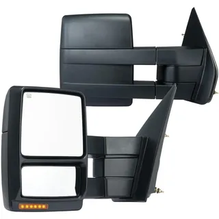 Vevor Abschleppspiegel, linkes und rechtes Paar für Ford F150 2004–2014, elektrisch beheizt mit Blinklicht und Pfützenlicht, planes und konvexes Glas, manuell steuerbares Teleskop-Klappsystem, Heizung und Abtauung, schwarz