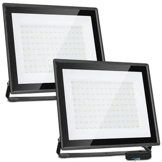 Aigostar LED Strahler Außen Innen 100W 9000LM Kaltweiss 6500K IP65, 2 PCS | Ledstrahler Scheinwerfer IP65 Wasserdicht LED Außenstrahler für Hell Garten Garage Sportplatz Hof Fluter