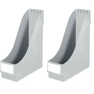 Leitz Stehsammler Extrabreit, Ideal zur Ablage und Aufbewahrung von Dokumenten, Katalogen und Mappen im A4- und US-Format, Grau, 24250085 (Packung mit 2)