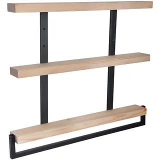 [en.casa] Wandregal Nykøbing , Naturfarben , Holz , Kiefer , 3 Fächer , 79x67.5x8.5 cm , Wohnzimmer, Regale, Wandregale