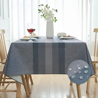 Tischdecke Outdoor Anthrazit Abwaschbar 140x240 Leinen Tischdecken Grau Rechteckig Vintage Tischtuch Herbst Tablecloth Fleckschutz Gartentischdecke für Garten Balkon Camping Hochzeitt