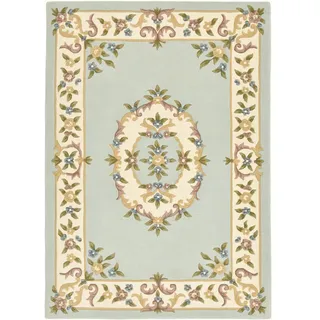 Theko Handtuftteppich Bloomingville 190x300 cm , Hellblau , Textil , Floral , Rechteckig , 190x300 cm , Care & Fair , für Fußbodenheizung geeignet , Teppiche und Böden, Teppiche, Hochflorteppiche & Shaggys