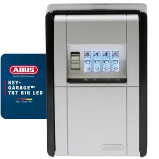 ABUS KeyGarage 787 Big LED - Schlüsselbox zur Wandmontage - mit beleuchteten Zahlenwalzen - für bis zu 50 Schlüssel - Schwarz-Silber