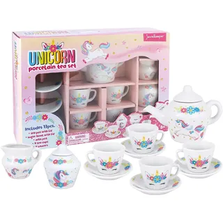 Jewelkeeper - Porzellan Einhorn Teeservice für kleine Mädchen, 13-teilig