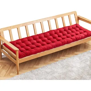 PLULON Rotes Gartenbankkissen, 2/3-Sitzer-Gartenstuhlauflage, Veranda-Schaukelstuhlkissen, Banksitzauflage, Matte, Möbelauflage für Garten, Terrasse, Rasen, Liegebank, 120 x 48 cm (rot)