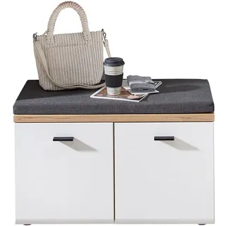 Wohn-Concept Fresno Garderobenbank inkl. Sitzkissen Holzwerkstoff Weiß matt/Eiche Artisan