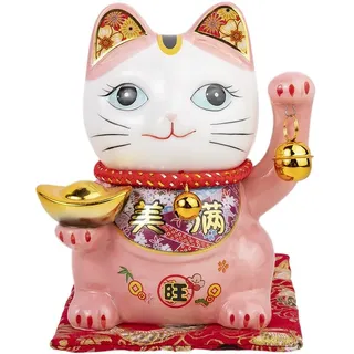 lachineuse – Japanische Glückskatze – Maneki Neko - Rosa | Japanische Katzen-Spardose – Japanische Glücksbringer-Figur – Porzellan – Deko-Idee Japan Asien – Glück, Reichtum, Wohlstand