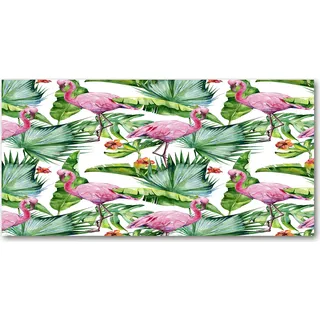 Tulup® Küchenrückwand Spritzschutz aus Glas -100x50 -Spritzschutz auf gehärtetes GlasDeko Tiere Flamingos Pflanzen