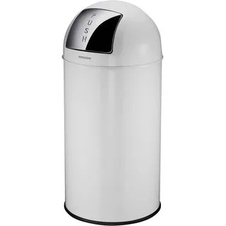 Mülleimer FACKELMANN "BERLIN, Push Abfalleimer 40L", weiß matt, H:77cm Ø:36cm, Edelstahl, Mülleimer, Mülleimer, Retro-Design, großes Fassungsvolumen, lackiertes Edelstahlgehäuse