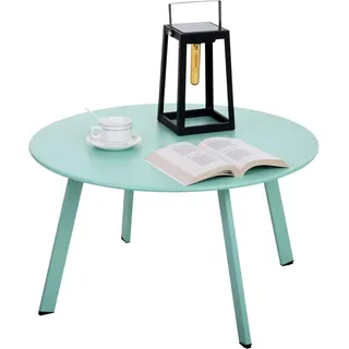 Fokebel Garten Beistelltisch Metall Rund Verstellbare Tischbeine Grün 70x40H cm - Grün