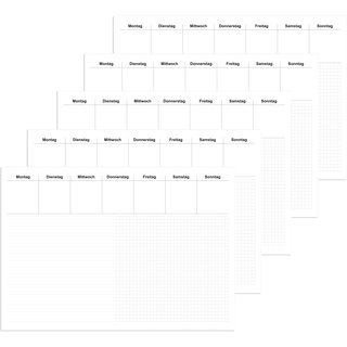 RNKVERLAG 46616-5 - Schreibtischunterlage Office, 600 x 420 mm, 5 Stück je 30 Blatt, mit 7 Wochentagsfeldern, Liniert & Kariert