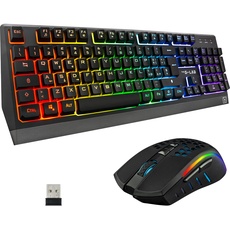 THE G-LAB Combo TUNGSTEN - Kabellose Gaming-Tastatur mit Hintergrundbeleuchtung - Italienisch + 2400 DPI Maus für PC/PS4/PS5/Xbox One/Xbox X-Serie X/S