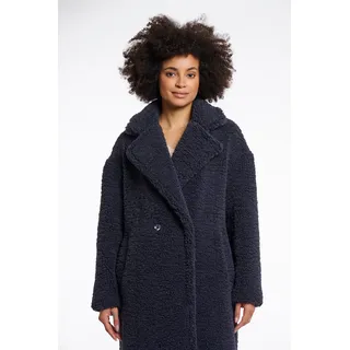 Wintermantel RINO & PELLE "ELICIA", Damen, Gr. 38, grau (night grau), Obermaterial: 100% Polyester. Futter: 100% Polyester, oversize knielang, Mäntel Wintermantel, in flauschiger Fell-Optik