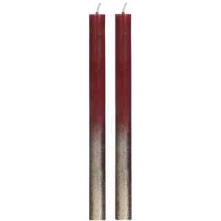 COMFORDER Stabkerzen Set, 2x Tafelkerzen Burgunderrot mit Gold, 25cm, 10 Stunden Brenndauer