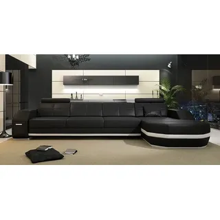 Ecksofa USB + LED Sofa Wohnlandschaft U Form Polster Couch Ledersofa Stoff Leder