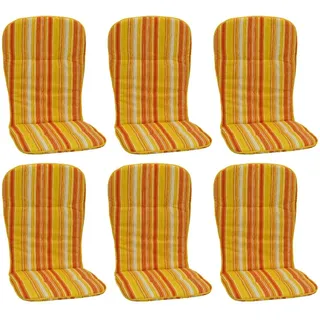 Beo Sitzauflage Hochlehner Mono 6er-Set Gelb-Rot gestreift