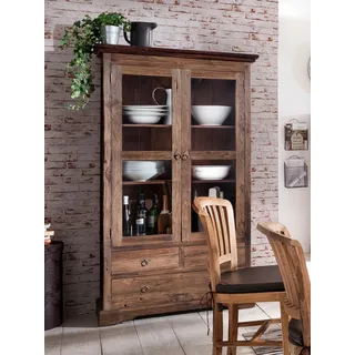 Vitrine SIT "Seadrift", beige (natur), B:98cm H:183cm T:44cm, Massivholz, Recyceltes Altholz, Schränke, Vitrine, aus recyceltem Altholz Teak, Shabby Chic, Vintage