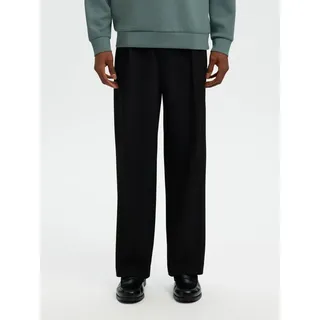 Selected Loose Fit Bundfaltenhose mit Gürtelschlaufen Modell 'FINN', Black, XL