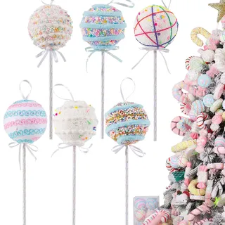 LANGXUN Candy Land 2025 Weihnachtsdekoration, 25,4 cm, Lutscher, hängende Zuckerstange, Weihnachtsbaumdekoration, Weihnachtsschmuck, Basteln, Árbol de Navidad Decoración, für drinnen und draußen,