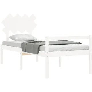 vidaXL Seniorenbett mit Kopfteil Weiß Massivholz - Weiß