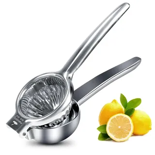 Zitronenpresse Limettenpresse Zitruspresse Edelstahl Handpresse Entsafter Manuelle Zitruspresse zum Entsaften von Zitrone & Limetten, Gemüse, Großer, Silber