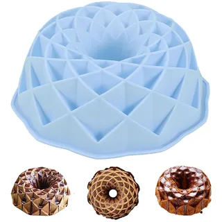 ESYFOR Gugelhupfform Silikon 23cm, Silikon Backform Antihaftbeschichtung Kuchenform Groß Gleichmäßige Wärmeverteilung Leicht zu Reinigen Backformen für Kuchen,Götterspeise,Gelatine,Brot