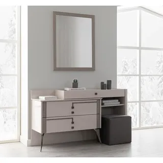 Beiger Schlafzimmer Set Designer Schminktisch Spiegel und Hocker 3tlg - Beige