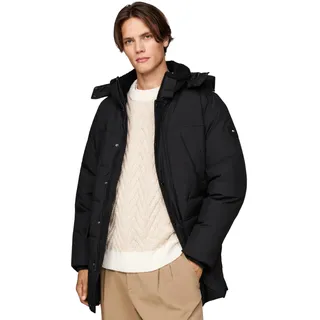 Tommy Hilfiger Herren Daunenmantel Rockie Utility Parka mit Knopfleiste, Schwarz (Black), XXL
