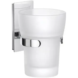 Smedbo Zahnputzbecher , Chromfarben , Metall, Glas , 7x11.2x9 cm , Wandbefestigung möglich, inkl. Befestigungsmaterial , Badaccessoires, Zahnputzbecher