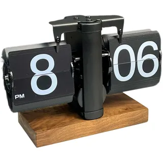 Baoblaze Flip-Tischuhr, automatische Seitenumblätteruhr, Retro-Flip-Down-Uhr, Tischuhr, mechanische Flip-Uhr, Alles Schwarz 12h