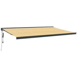 Markise Einziehbar Gelb und Weiß 5x3 m Stoff und Aluminium - Gelb, Weiß