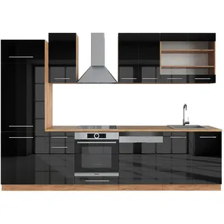 Vicco Küchenzeile Fame-Line Anthrazit Hochglanz/Goldkraft Eiche 300 cm ohne Ap , Holzwerkstoff , Küchenblock,Rechteckig , 300x81.6x46 cm , Küchen, Küchenzeilen & Küchenblöcke, Küchenzeilen, Küchenzeilen ohne Geräte