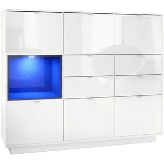 Vladon Highboard Metro Einsatz in Schwarz Hochglanz , Holzwerkstoff , 153x123x37 cm , Kleinmöbel, Kommoden, Highboards