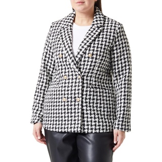 Vero Moda Damen VMPAIGE LS Blazer, Black/Checks:White Houndstooth, 46