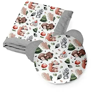 KOSPU Bettwäsche-Set Kissen und Decke für Kleinkinder und Babys, aus Baumwolle und Velours-Stoff, Füllung aus 100% Polyester, Schlafdecke 75 x 100 cm, Bärchen-Schlafkissen Æ40 cm