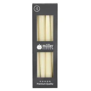 Müller Kerzen Spitzkerzen, vanille, Gepresste Stabkerzen mit konisch geformten Fuß, 1 Packung = 4 Stück, (Ø x H): 22 x 245 mm