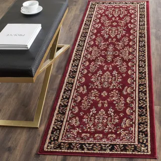 SAFAVIEH Traditionell Teppich für Wohnzimmer, Esszimmer, Schlafzimmer - Lyndhurst Collection, Kurzer Flor, Rot und Schwarz, 80 x 180 cm