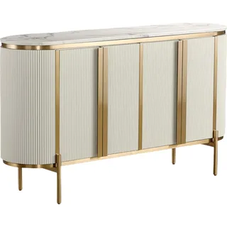 FURNLUX Sideboard Stilig Weiss & Gold 160cm / Hauptfarbe: Weiß / Abmessungen: 160 x 90 x 40 cm - Weiß