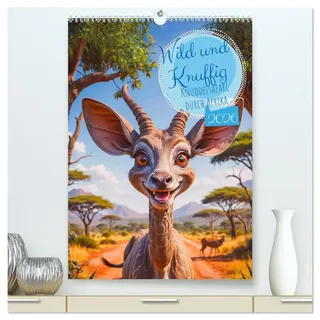 Wild und Knuffig – Knuddelsafari durch Afrika (hochwertiger Premium Wandkalender 2026 DIN A2 hoch), Kunstdruck in Hochglanz: Der Kalender zeigt süße ... zu verspielten Elefanten. (CALVENDO Tiere)