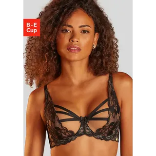 Bügel-BH JETTE, Damen, Gr. 100, Cup E, schwarz, Microtouch, Obermaterial: 88% Polyamid, 12% Elasthan, BHs Bügel-BH, mit aufregendem Bänder-Design, sexy Dessous, Reizwäsche
