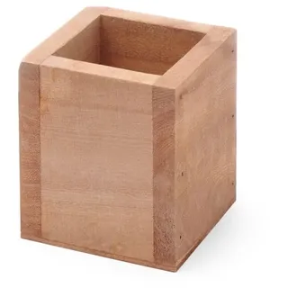 HENDI Besteckbehälter, Besteckfass, Besteckkorb, Utensilienhalter, Küchenutensilienhalter, Besteckkasten, Besteckmulde, 80x80x(H)95mm, Holz