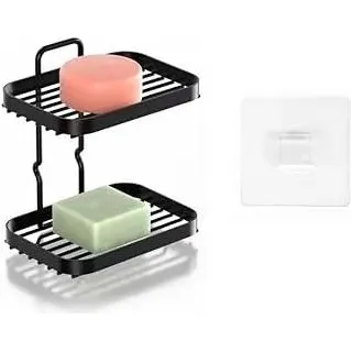 2-stöckiger Shampoo-Barhalter für Dusche, rostfreier Edelstahl, Seifenhalter für Duschwand, selbstentleerende Seife, Dusch-Caddy zur Wandmontage, Shampoo-Bar Caddy