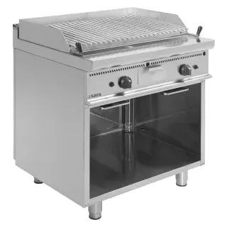 SARO Gas-Lavasteingrill E7/BS2BA, Profi-Gasgrill aus Edelstahl mit V-Profil-Rost, Maße (L x B x H): 700 x 800 x 850 mm
