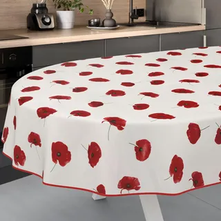ANRO Wachstuch Tischdecke oval 200 x 140 cm Weiß