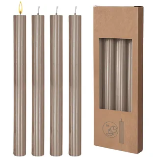 Echtwachs Stabkerzen geriffelt 8er Pack - braun - Festtags Tafelkerzen Set 25 cm Höhe - Kerze für Advent Weihnachten Nikolaus Hochzeit Geburtstag Deko