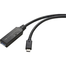 Bild USB-Kabel USB 3.2 Gen1 (USB 3.0 / USB 3.1 Gen1) USB-C® Stecker, USB-A Buchse 5.00m Schwar