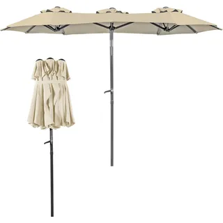 Doppel Sonnenschirm Balkonschirm Sonnenschirm knickbar - Beige