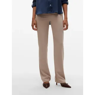 Anzughose VERO MODA "VMZAMIRA MW SLIM STRAIGHT PANT NOOS", Damen, Gr. L (40), Länge 30, grau (moon rock), Web, Obermaterial: 95% Polyester, 5% Elasthan, unifarben, normal, Hosen Anzughose, mit Gürtelschlaufen